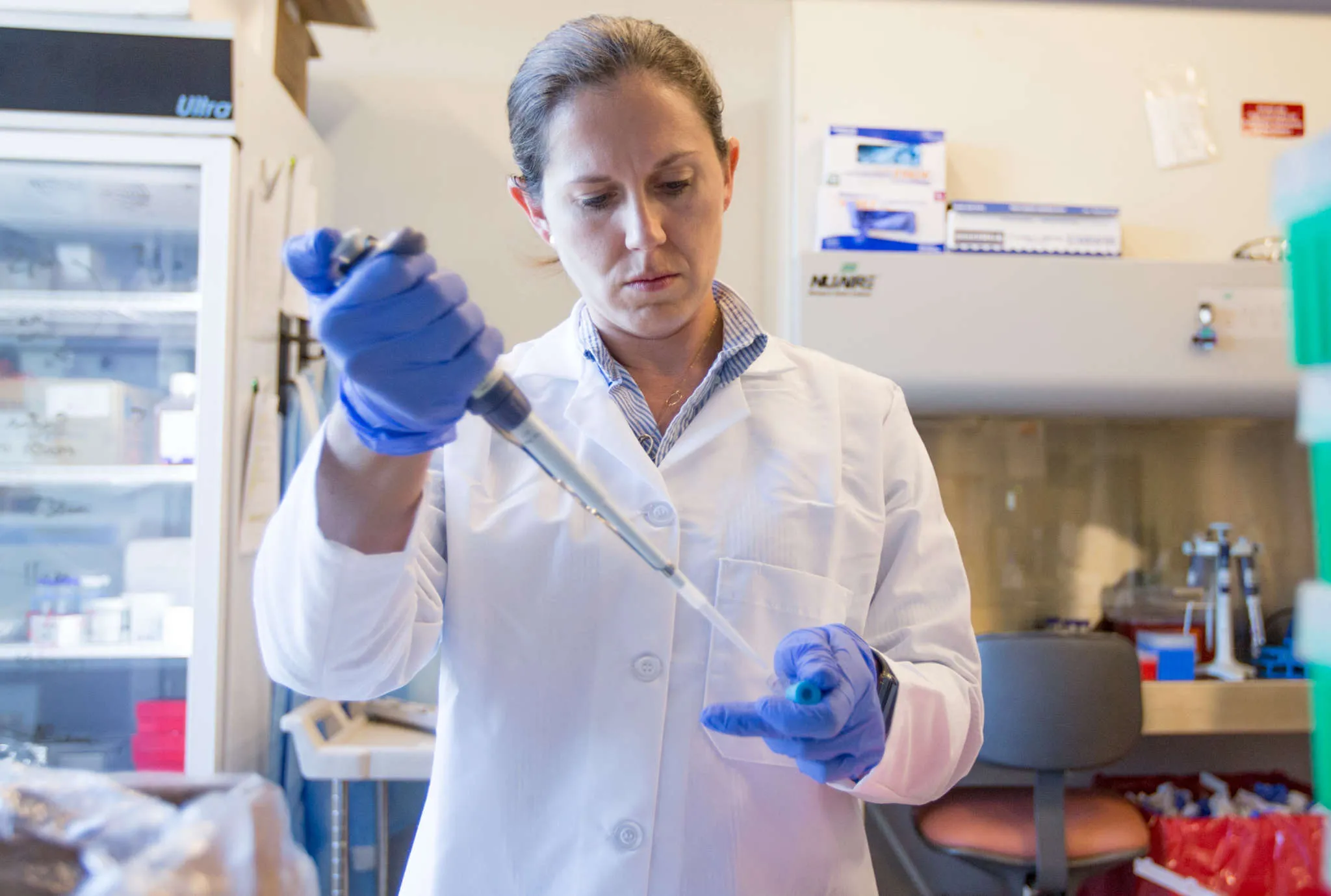 Maggie with micropipette